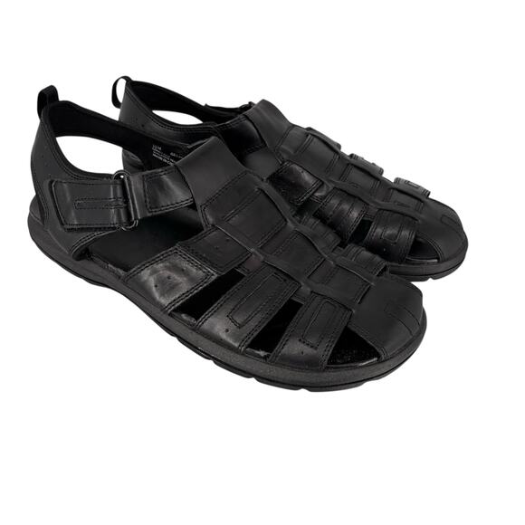 Vintage 90's Unlisted Kenneth Cole Fisherman Sandals Mens Sz 11 M Black Leather - Picture 1 of 11